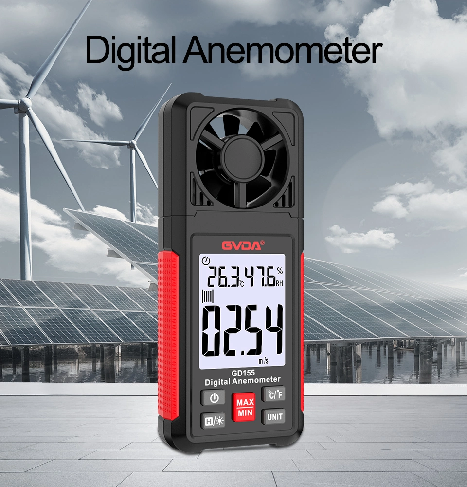 Handheld Wind Speed Chill Temperature Meter Tester Digital Anemometer for Air Flow, Velocity, Pressure, Humidity Gauge